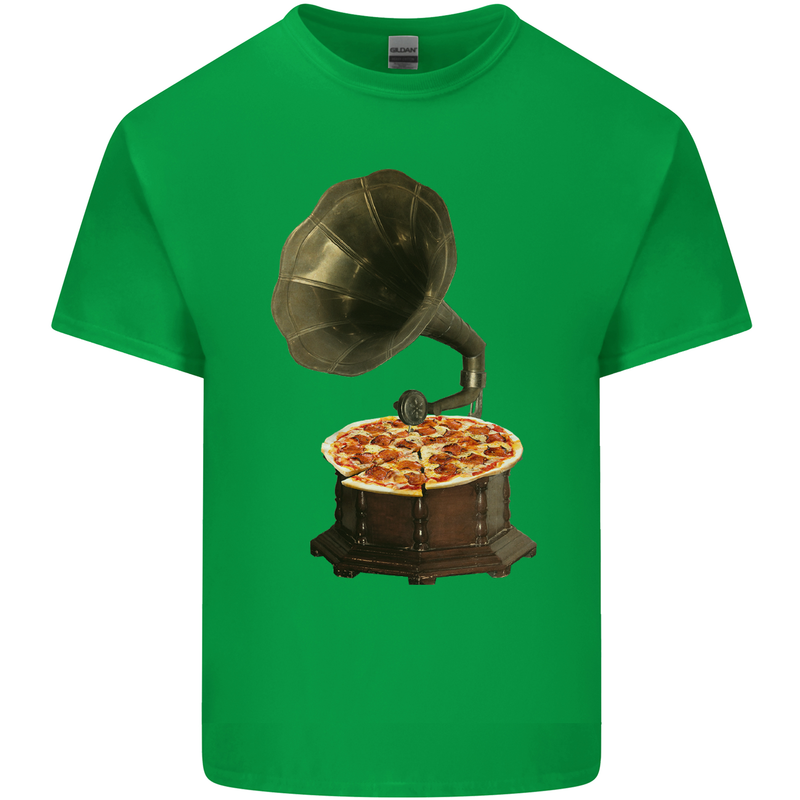 Pizza Gramophone Turntable Vinyl Records DJ Kids T-Shirt Childrens Irish Green