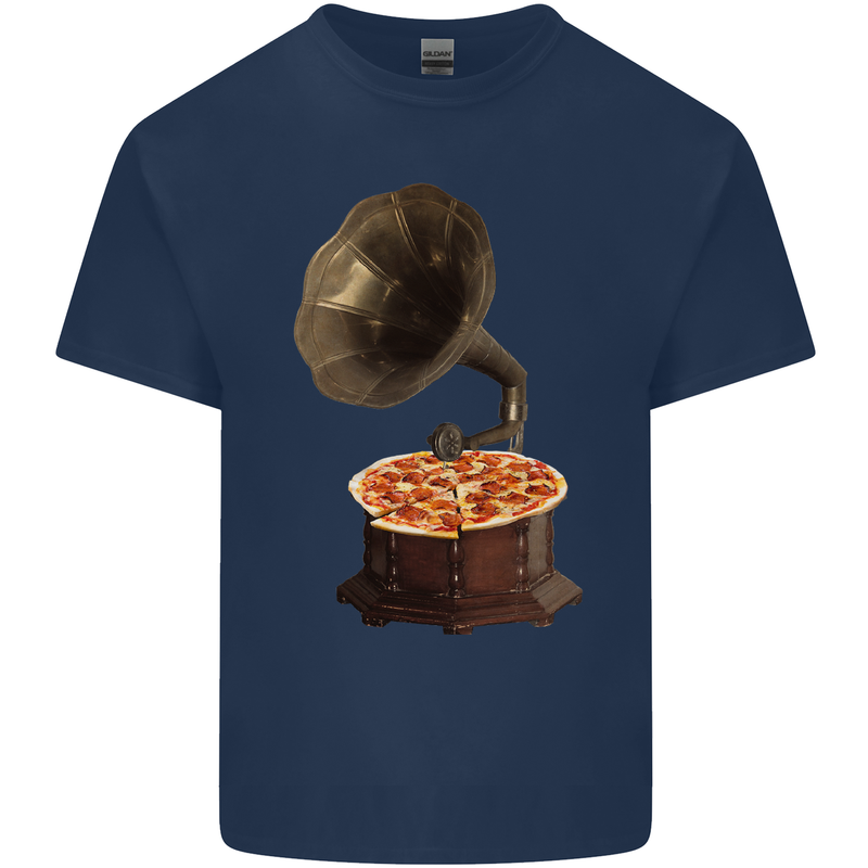 Pizza Gramophone Turntable Vinyl Records DJ Kids T-Shirt Childrens Navy Blue