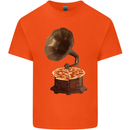 Pizza Gramophone Turntable Vinyl Records DJ Kids T-Shirt Childrens Orange
