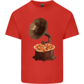 Pizza Gramophone Turntable Vinyl Records DJ Kids T-Shirt Childrens Red