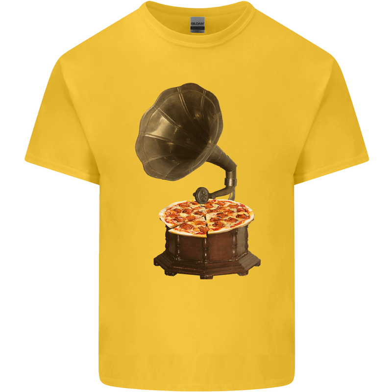 Pizza Gramophone Turntable Vinyl Records DJ Kids T-Shirt Childrens Yellow
