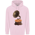 Pizza Gramophone Turntable Vinyl Records DJ Mens 80% Cotton Hoodie Light Pink