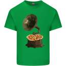 Pizza Gramophone Turntable Vinyl Records DJ Mens Cotton T-Shirt Tee Top Irish Green