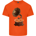 Pizza Gramophone Turntable Vinyl Records DJ Mens Cotton T-Shirt Tee Top Orange