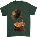 Pizza Gramophone Turntable Vinyl Records DJ Mens T-Shirt 100% Cotton Forest Green