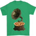 Pizza Gramophone Turntable Vinyl Records DJ Mens T-Shirt 100% Cotton Irish Green