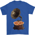 Pizza Gramophone Turntable Vinyl Records DJ Mens T-Shirt 100% Cotton Royal Blue