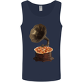 Pizza Gramophone Turntable Vinyl Records DJ Mens Vest Tank Top Navy Blue