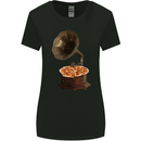 Pizza Gramophone Turntable Vinyl Records DJ Womens Wider Cut T-Shirt Black