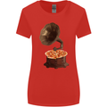 Pizza Gramophone Turntable Vinyl Records DJ Womens Wider Cut T-Shirt Red