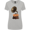 Pizza Gramophone Turntable Vinyl Records DJ Womens Wider Cut T-Shirt Sports Grey