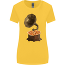 Pizza Gramophone Turntable Vinyl Records DJ Womens Wider Cut T-Shirt Yellow