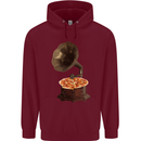 Pizza Gramophone Vinyl Records Turntable DJ Childrens Kids Hoodie Maroon