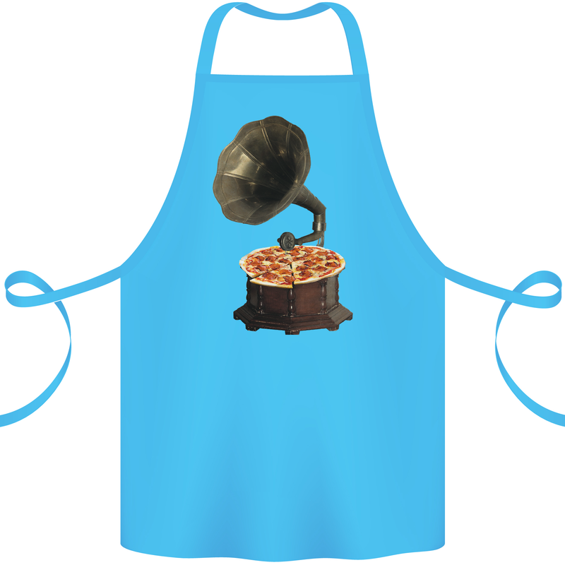 Pizza Gramophone Vinyl Records Turntable DJ Cotton Apron 100% Organic Turquoise