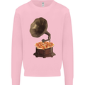 Pizza Gramophone Vinyl Records Turntable DJ Kids Sweatshirt Jumper Light Pink