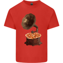 Pizza Gramophone Vinyl Records Turntable DJ Kids T-Shirt Childrens Red