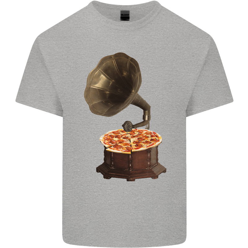 Pizza Gramophone Vinyl Records Turntable DJ Kids T-Shirt Childrens Sports Grey