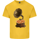 Pizza Gramophone Vinyl Records Turntable DJ Kids T-Shirt Childrens Yellow