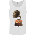 Pizza Gramophone Vinyl Records Turntable DJ Mens Vest Tank Top White