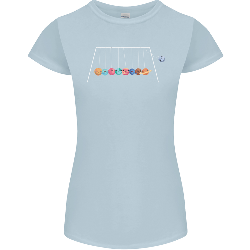Planets Game Astronomy Space Funny Universe Womens Petite Cut T-Shirt Light Blue