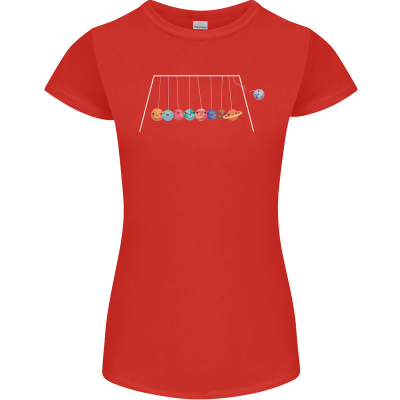 Planets Game Astronomy Space Funny Universe Womens Petite Cut T-Shirt Red