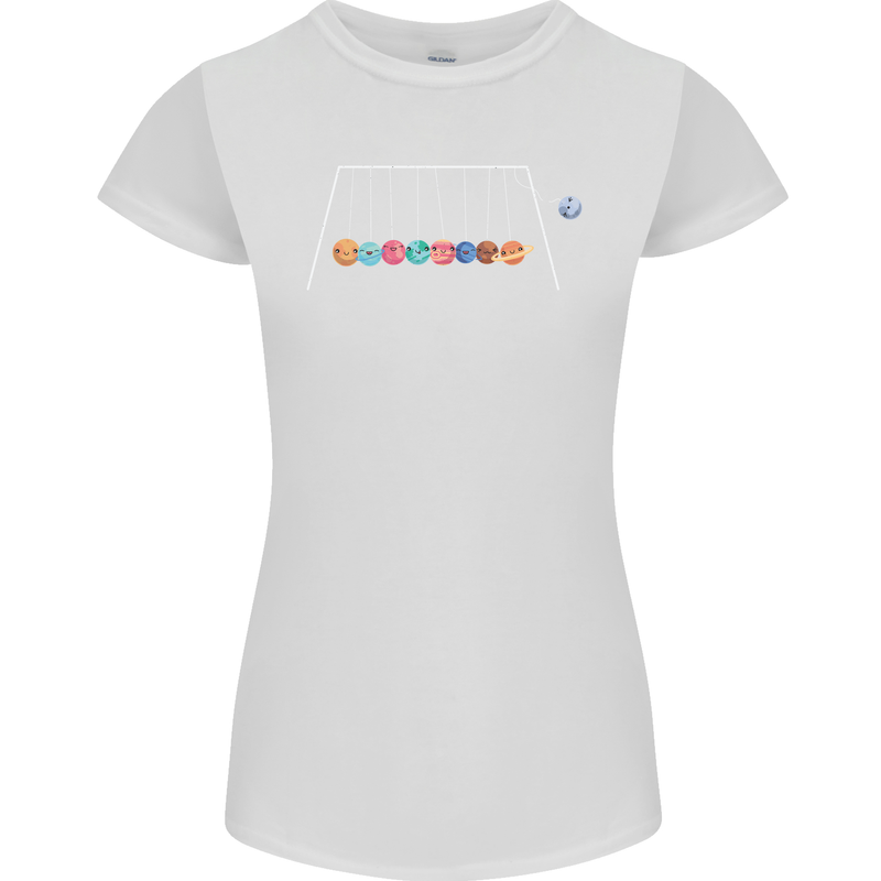 Planets Game Astronomy Space Funny Universe Womens Petite Cut T-Shirt White