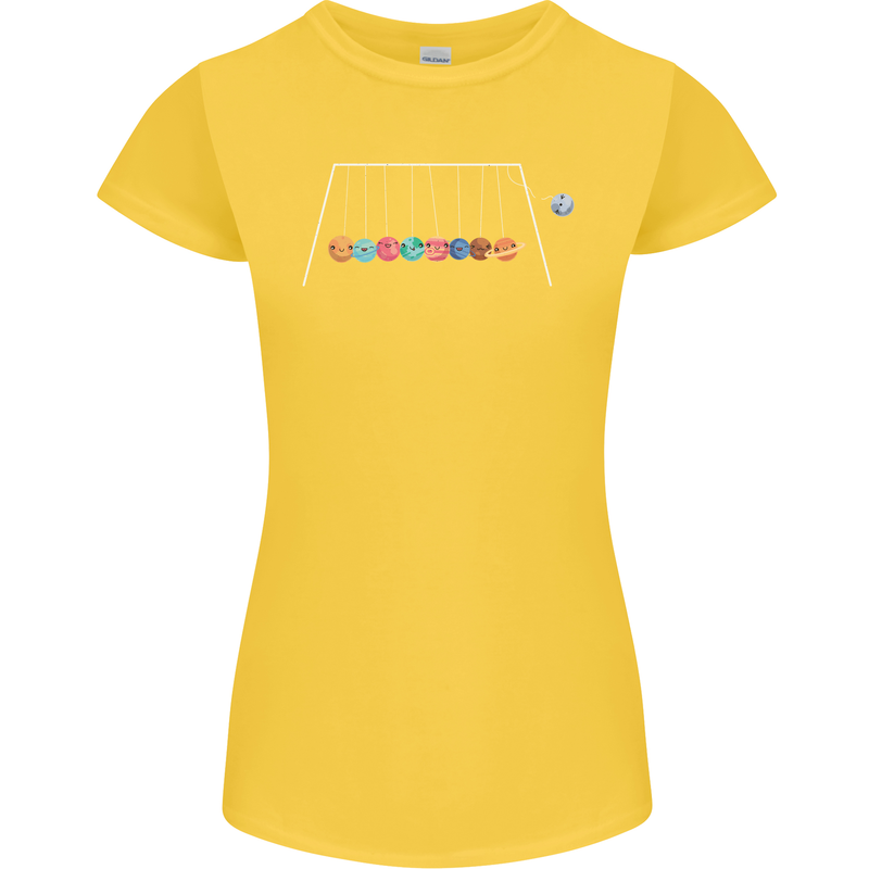 Planets Game Astronomy Space Funny Universe Womens Petite Cut T-Shirt Yellow