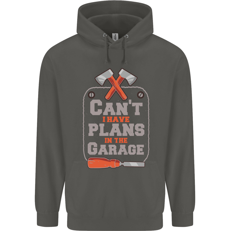 Plans In the Garage Carpenter DIY Tradesman Childrens Kids Hoodie Storm Grey