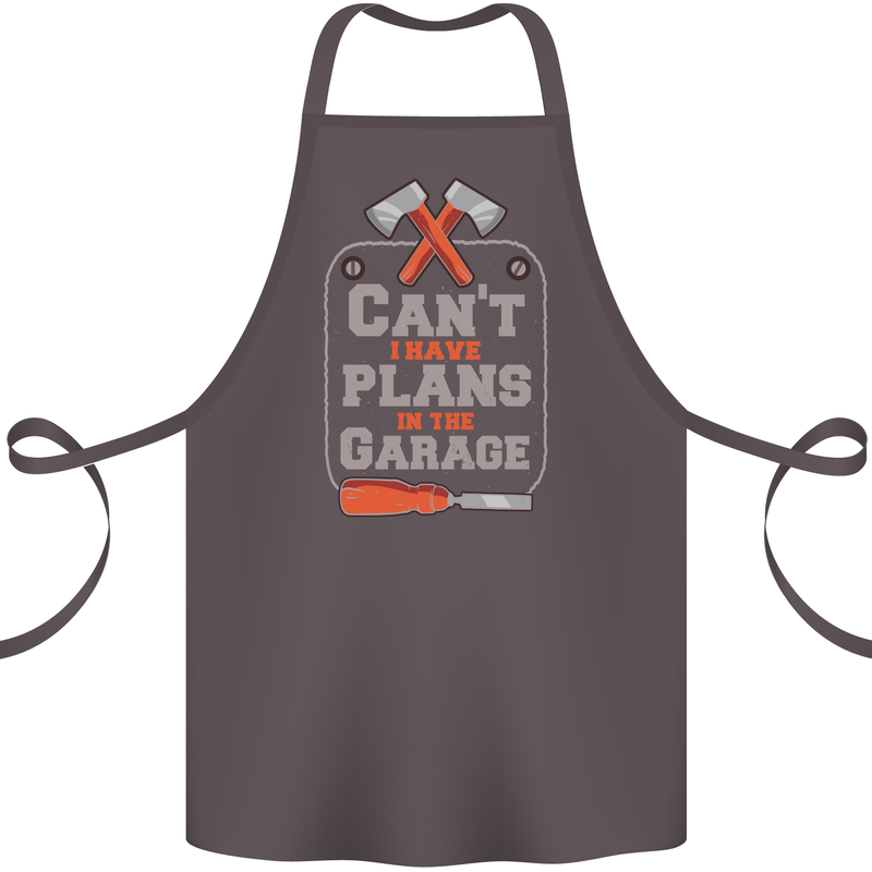 Plans In the Garage Carpenter DIY Tradesman Cotton Apron 100% Organic Dark Grey