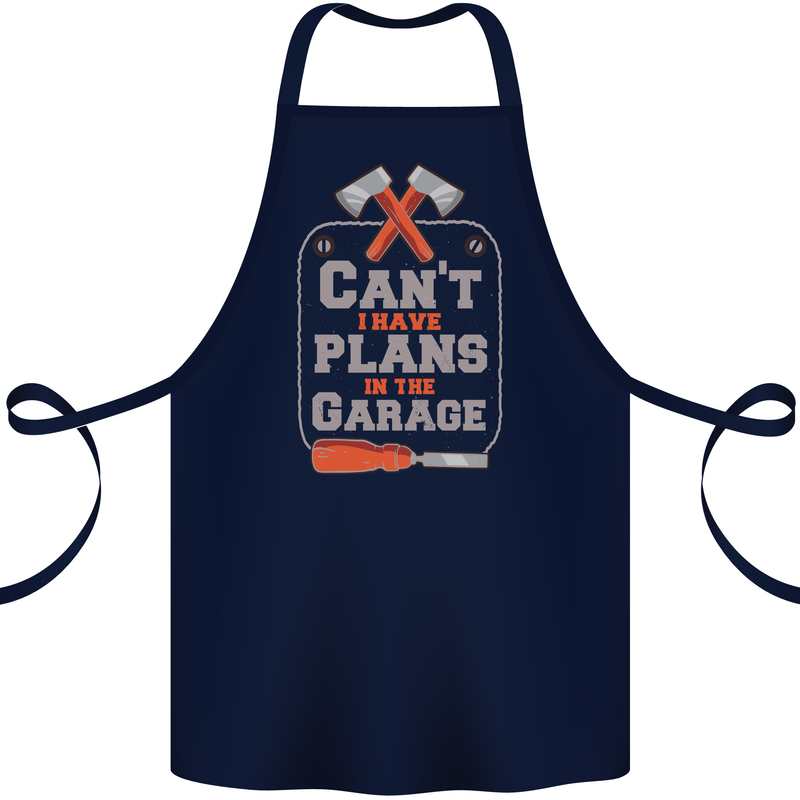 Plans In the Garage Carpenter DIY Tradesman Cotton Apron 100% Organic Navy Blue