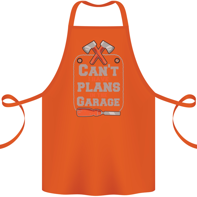 Plans In the Garage Carpenter DIY Tradesman Cotton Apron 100% Organic Orange