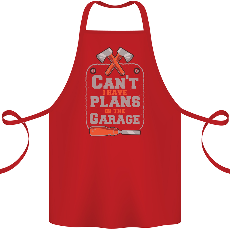 Plans In the Garage Carpenter DIY Tradesman Cotton Apron 100% Organic Red