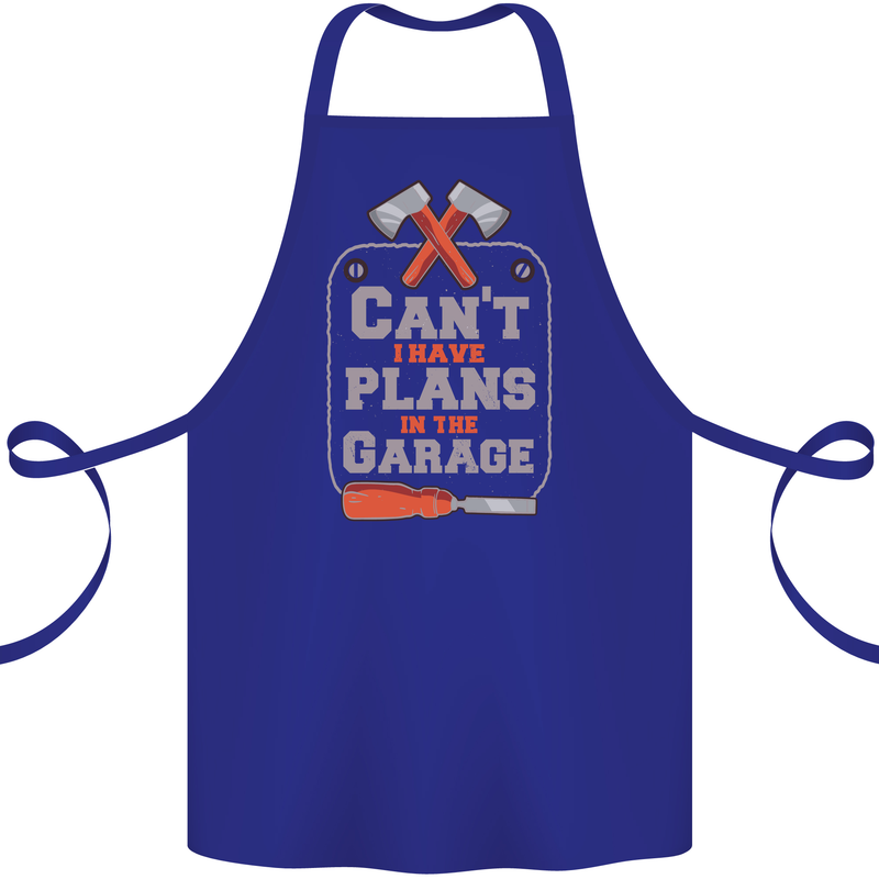 Plans In the Garage Carpenter DIY Tradesman Cotton Apron 100% Organic Royal Blue
