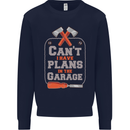 Plans In the Garage Carpenter DIY Tradesman Kids Sweatshirt Jumper Navy Blue