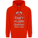Plans In the Garage Carpenter DIY Tradesman Mens 80% Cotton Hoodie Bright Red