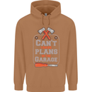 Plans In the Garage Carpenter DIY Tradesman Mens 80% Cotton Hoodie Caramel Latte