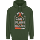 Plans In the Garage Carpenter DIY Tradesman Mens 80% Cotton Hoodie Forest Green
