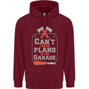 Plans In the Garage Carpenter DIY Tradesman Mens 80% Cotton Hoodie Maroon