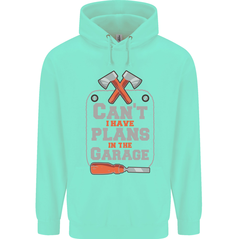 Plans In the Garage Carpenter DIY Tradesman Mens 80% Cotton Hoodie Peppermint