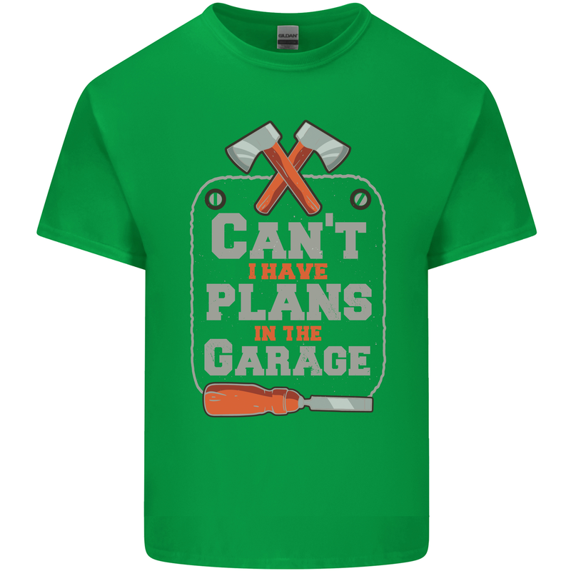 Plans In the Garage Carpenter DIY Tradesman Mens Cotton T-Shirt Tee Top Irish Green