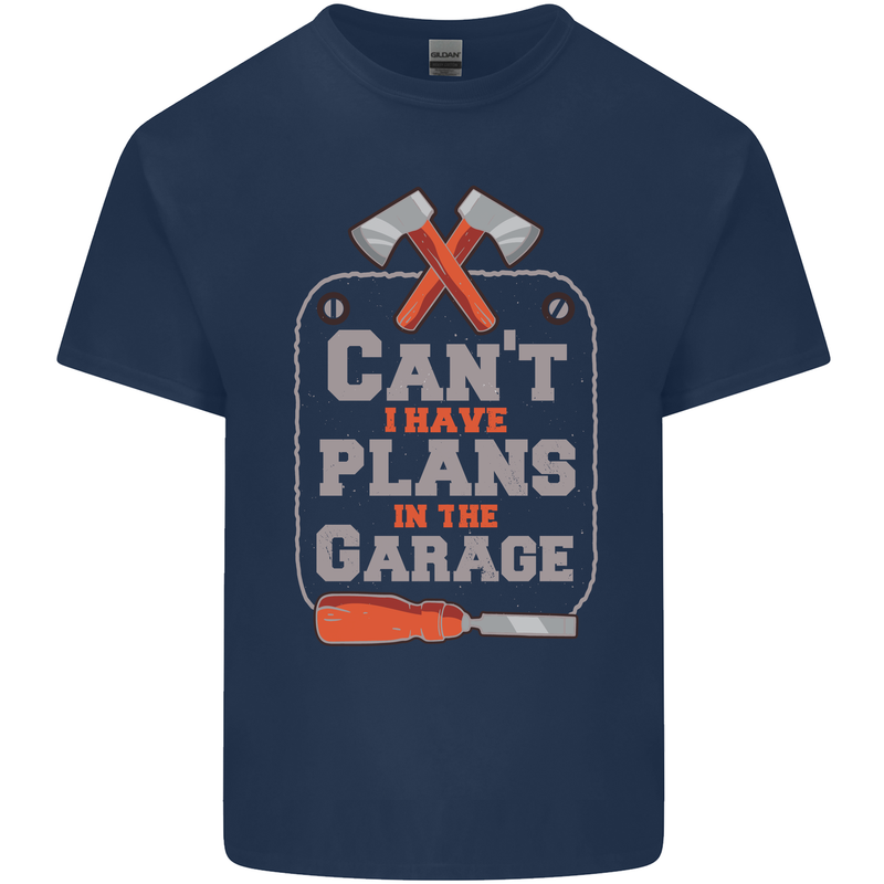 Plans In the Garage Carpenter DIY Tradesman Mens Cotton T-Shirt Tee Top Navy Blue