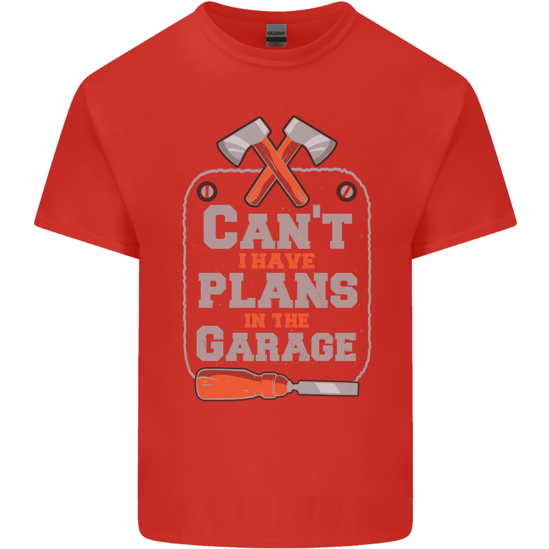 Plans In the Garage Carpenter DIY Tradesman Mens Cotton T-Shirt Tee Top Red