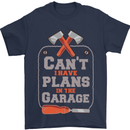 Plans In the Garage Carpenter DIY Tradesman Mens T-Shirt 100% Cotton Navy Blue
