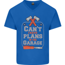 Plans In the Garage Carpenter DIY Tradesman Mens V-Neck Cotton T-Shirt Royal Blue