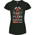 Plans In the Garage Carpenter DIY Tradesman Womens Petite Cut T-Shirt Black