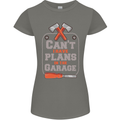 Plans In the Garage Carpenter DIY Tradesman Womens Petite Cut T-Shirt Charcoal
