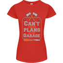 Plans In the Garage Carpenter DIY Tradesman Womens Petite Cut T-Shirt Red