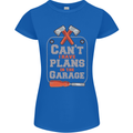 Plans In the Garage Carpenter DIY Tradesman Womens Petite Cut T-Shirt Royal Blue