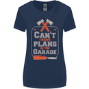 Plans In the Garage Carpenter DIY Tradesman Womens Wider Cut T-Shirt Navy Blue