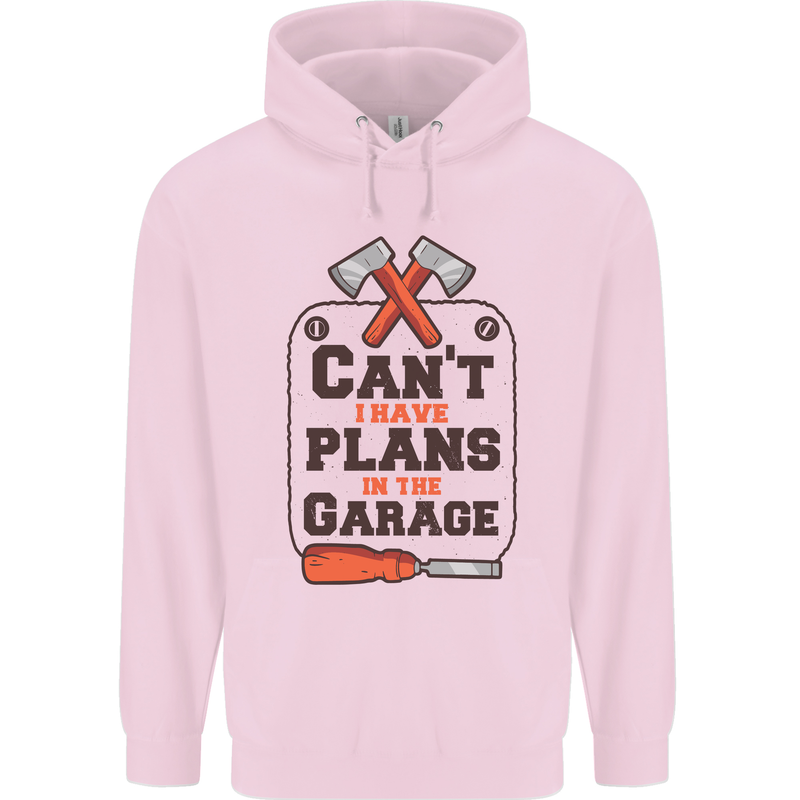 Plans In the Garage Carpentry DIY Tradesman Childrens Kids Hoodie Light Pink